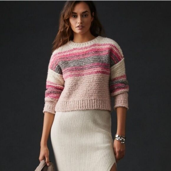 Anthropologie Pilcro Women’s Crewneck Pullover Sweater stripped wool size small! - Picture 1 of 14